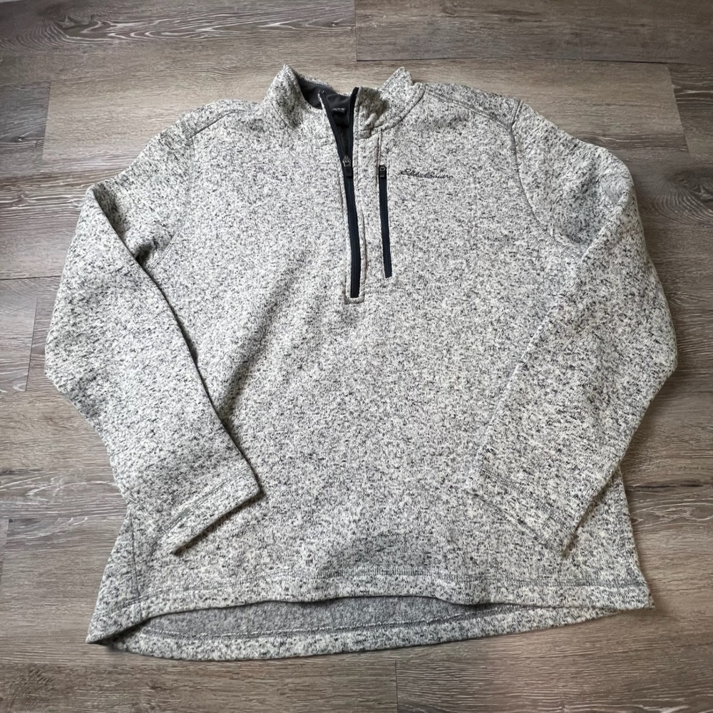 Eddie Bauer Pullover Mens XL Grey 1/4 Zip Fleece‎ Sweater EM31LK112 Gorpcore